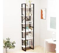 Teenpull Estantería blanca de 60 x 30 x 210 cm, madera maciza de pino, estructura metálica, versátil para cocina, salón, sótano, taller, estantería para libros