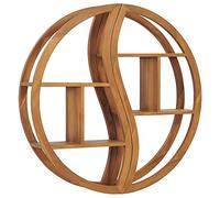 Teenpull Estantería de pared Yin y Yang, 100 x 20 x 100 cm, madera maciza de teca, lijada, tratamiento a base de agua, vetas únicas de madera, versátiles estantes flotantes para salón