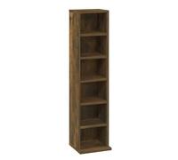 Teenpull Estantería para CD, roble ahumado, 21 x 20 x 88 cm, material de madera con 6 compartimentos, mueble de almacenamiento versátil para CD, archivos y más, estable y fácil de limpiar