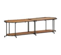 Teenpull Estantería para TV de 160 x 42 x 40 cm, madera maciza de acacia marrón, con estructura de hierro, espacio de almacenamiento para salón, dormitorio, armario para dispositivos multimedia y