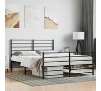 Teenpull Estructura Cama sin colchón con Estribo Metal Negro 120x190 cm para Dormitorio, Soporte Resistente, con Espacio de almacenaje, cabecero Funcional, Ideal para Descanso y hogar