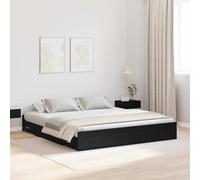 Teenpull Estructura de almacenamiento de madera de roble negro, 200 x 200 cm, con 4 cajones, estructura de cama resistente para dormitorio, cómoda cama con cabecero