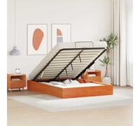 Teenpull Estructura de Cama canapé marrón Cera con almacenaje elevable a Gas, Madera Maciza de Pino, 120 x 190 cm, Interior, Montaje fácil