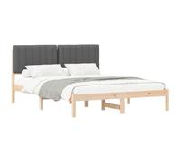Teenpull Estructura de Cama con Cabecera Tapizada Gris Oscuro para Dormitorio de Adulto Juvenil Infantil con Soporte Sólido y Diseño Moderno, Compatible con Colchón 160x200 cm
