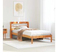 Teenpull Estructura de Cama con cabecero de Madera de Pino marrón Cera para colchón de 75x190 cm Cama Nido con almacenaje Soporte de lámina para Dormitorio Juvenil o Adulto