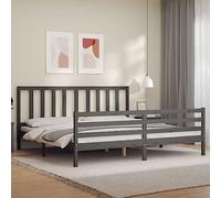 Teenpull Estructura de Cama con cabecero de Madera Maciza Gris para colchón de 200x200 cm Cama Nido o abatible para Dormitorio Juvenil o Adulto con Soporte y Plataforma Resistente