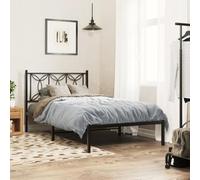 Teenpull Estructura de cama con cabecero de metal negro 100 x 200 cm, marco de cama estable para dormitorio, plataforma robusta base para colchón, mueble moderno con espacio de almacenamiento y
