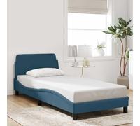 Teenpull Estructura de Cama con cabecero Dover Terciopelo Azul 90x190 cm para Dormitorio con Soporte Robusto y diseño Lateral Ondulado Ideal para Descanso y Dormir en hogar Juvenil y Adulto