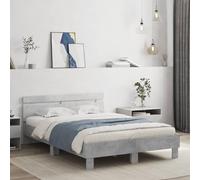 Teenpull Estructura de cama con cabecero gris hormigón 135 x 190 cm, robusta cama de madera con plataforma, marco de cama estable para colchones, moderno mueble doble para un sueño reparador.