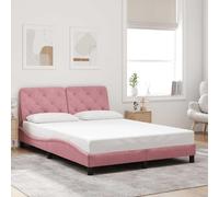 Teenpull Estructura de Cama con cabecero Rosa de Terciopelo 140x200 cm Soporte para colchón de 15 cm de Grosor diseño Moderno y Elegante para dormitorios Juveniles, Adultos o Infantiles