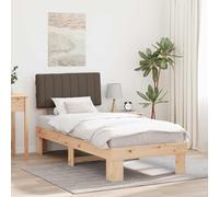 Teenpull Estructura de cama con cabecero tapizado de 90 x 190 cm, madera de pino maciza, cama de madera resistente para dormitorio, fácil de montar, cómoda paz y estabilidad duradera