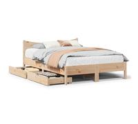 Teenpull Estructura de Cama con cajones de Madera Maciza de Pino para Dormitorio de 135x190 cm Soporte lámina Base lecho canapé con almacenaje abatible para Descanso Juvenil Adulto Infantil hogar