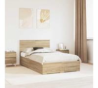 Teenpull Estructura de Cama con cajones Roble Sonoma 120 x 200 cm, Cama somier con cabecero, Base de Madera elaborada, almacenaje bajo lecho, Dormitorio Moderno y Montaje Sencillo