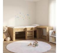 Teenpull Estructura de Cama con Escritorio, Roble Artisan, Madera elaborada, 203 x 111 x 68,5 cm, Soporte de láminas, para Dormitorio, Montaje en hogar y
