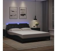 Teenpull Estructura de Cama con LED sin colchón Zadar Negro 160x200 cm para Dormitorio, Soporte de lámina tapizada, Cama Nido abatible, Ideal para Descanso, hogar y