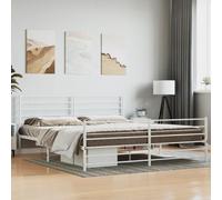 Teenpull Estructura de cama de 200 x 200 cm, resistente cama de metal con somier, cabecero y reposapiés, mucho espacio de almacenamiento, marco de cama estable para dormitorio