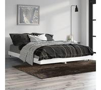 Teenpull Estructura de cama de color blanco brillante, 140 x 190 cm, marco de cama estable de madera con patas de metal robustas, muebles modernos para dormitorio para un sueño reparador