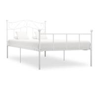 Teenpull Estructura de Cama de Metal Blanca para colchón de 90x200 cm con Soporte Resistente y diseño clásico Ideal para dormitorios Juveniles Adultos e Infantiles, fácil de Montar y Ahorrar Espacio