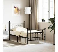 Teenpull Estructura de cama de metal negro de 80 x 200 cm, marco de cama robusto con cabecero y reposapiés, plataforma estable para colchón, muebles de dormitorio modernos, marco duradero con somier y