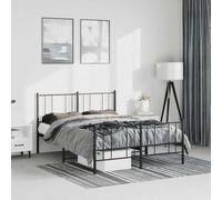 Teenpull Estructura de cama de metal negro resistente con elegante cabecero y reposapiés, plataforma estable para cama de 135 x 190 cm, pieza de mobiliario duradero para tu dormitorio de casa.
