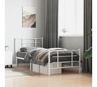 Teenpull Estructura de cama de metal resistente, color blanco, 90 x 190 cm, con cabecero y reposapiés, diseño clásico, somier de láminas integrado, ofrece espacio de almacenamiento bajo la plataforma