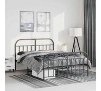 Teenpull Estructura de cama de metal resistente, color negro, 135 x 190 cm, con elegante cabecero y reposapiés, marco de cama estable como pieza de mobiliario duradero, marco moderno de plataforma