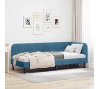 Teenpull Estructura de Cama en Esquina en Azul con tapizado de Terciopelo para Dormitorio Juvenil o Adulto tamaño 80 x 200 cm diseño en L Que Ahorra Espacio y es versátil como sofá Cama