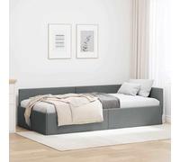 Teenpull Estructura de Cama en Esquina Gris Oscuro 100x200 cm con cabecero y somier de láminas, Cama sofá en L para Dormitorio Juvenil o Adulto, diseño en L Que Ahorra Espacio y es versátil