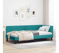 Teenpull Estructura de Cama en Esquina Tuquesa 80 cm x 200 cm con somier Fijo de contrachapado y tapizado en Terciopelo Elegante, Ideal para dormitorios pequeños, sofá y Cama Multifuncional