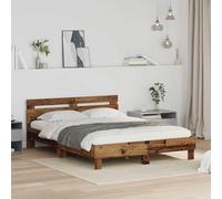 Teenpull Estructura de Cama Madera Vieja 120 x 200 cm, Cama somier con cabecero, Base lecho Estable, Soporte para colchón, Montaje para Dormitorio Interior y Descanso Diario
