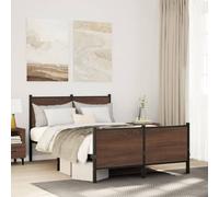 Teenpull Estructura de Cama metálica marrón Roble 137x190 cm con Espacio de almacenaje Soporte para colchón Cama Nido o abatible Ideal para Dormitorio Juvenil o Infantil con fácil Montaje