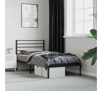 Teenpull Estructura de Cama metálica Negra para colchón de 90x200 cm con cabecero Resistente y Espacio de Almacenamiento Ideal para Dormitorio Juvenil o Adulto Que Busca Soporte Estable y diseño