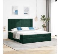 Teenpull Estructura de Cama otomana con cabecero en Terciopelo Verde Oscuro para Dormitorio con Almacenamiento abatible y Soporte de colchón, Ideal para Descanso y en hogar