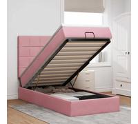 Teenpull Estructura de Cama otomana con cabecero Rosa 80x200cm colchón de muelles ensacados y Soporte de Almacenamiento abatible para Dormitorio Juvenil o Adulto con tapizado de Terciopelo