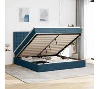 Teenpull Estructura de Cama otomana con cabecero tapizado en Terciopelo Azul Oscuro Base de lecho con Almacenamiento Nido abatible para Dormitorio Juvenil o Adulto con colchones de muelles ensacados