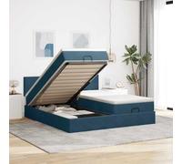 Teenpull Estructura de Cama otomana con cabecero tapizado en Terciopelo Azul Oscuro para Dormitorio con Espacio de almacenaje y Soporte de colchón, Compatible con Base lecho canapé y Nido abatible