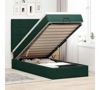 Teenpull Estructura de Cama otomana con cabecero tapizado en Terciopelo Verde Oscuro, Base lecho con Almacenamiento abatible y colchón de muelles ensacados para Dormitorio Juvenil o Adulto
