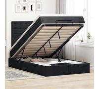 Teenpull Estructura de Cama otomana con colchón de Tela Negro 120x200cm Soporte de Almacenamiento abatible con cabecero y Luces LED para Dormitorio Juvenil o Adulto