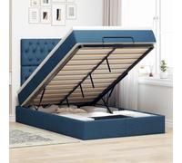 Teenpull Estructura de Cama otomana con colchón y cabecero Azul 120x200cm con Almacenamiento elevable, tapizado en Tela Duradera, Soporte para Dormitorio Juvenil o Adulto con Sistema abatible y Base