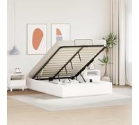 Teenpull Estructura de cama otomana de madera de pino maciza, color blanco, 135 x 190 cm, con espacio de almacenamiento, mecanismo de elevación a gas, asas, estructura estable para dormitorio, cama de