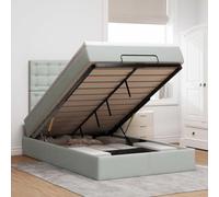 Teenpull Estructura de Cama otomana Gris Claro con cabecero tapizado, colchón de muelles ensacados, Base de Almacenamiento abatible, Luces LED Ajustables