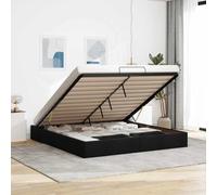 Teenpull Estructura de Cama otomana sin colchón 160x200 cm Tela Negra con Base lecho abatible Soporte lámina Plataforma Almacenamiento Nido Plegable para Dormitorio Juvenil y Adulto