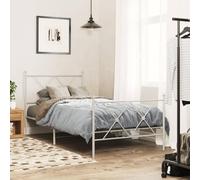 Teenpull Estructura de cama robusta de metal blanco 90 x 190 cm, cama individual con cabecero y pie para dormitorio, marco de cama estable con somier de láminas