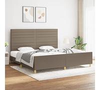 Teenpull Estructura de cama sin colchón color topo 200 x 200 cm de tela, marco de cama acolchado con cabecero, plataforma estable para muebles de dormitorio, diseño moderno, altura regulable para un