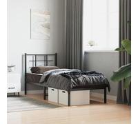 Teenpull Estructura de Cama sin colchón con cabecero de Metal Negro para Dormitorio de 75x190 cm Soporte Estable y Espacio de Almacenamiento bajo la Cama Ideal para Descanso Juvenil y Adulto