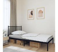 Teenpull Estructura de Cama sin colchón con cabecero metálico Negro para Dormitorio de 107x203 cm Soporte Soporte de lámina Base Cama con Espacio de almacenaje para hogar y Descanso Juvenil o Adulto