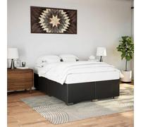 Teenpull Estructura de cama sin colchón de piel sintética negra con somier de láminas de 137 x 190 cm, cama acolchada resistente con patas robustas, cama moderna para dormitorio para un sueño cómodo y