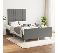 Teenpull Estructura de Cama sin colchón Gris Oscuro 120x190 cm con cabecero Ajustable en Altura Soporte Resistente para Dormitorio Juvenil o Adulto diseño tapizado y Plataforma Estable para Descanso
