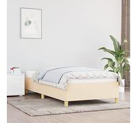 Teenpull Estructura de Cama sin colchón Tela Crema 100x200 cm con Patas robustas y Listones de Madera para Soporte de colchón Compatible con Cama somier Base lecho Cama Nido Plegable para Dormitorio
