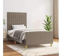 Teenpull Estructura de Cama sin colchón Tela Gris Taupe 80x200 cm con cabecero Ajustable en Altura Soporte sólido para Dormitorio Juvenil o Adulto con Patas robustas y Listones de Madera para un
